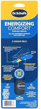 Dr. Scholl’s Energizing Comfort Men’s Everyday Insoles - Shock Absorbing, Arch Support - Massaging Gel for All-Day Comfo