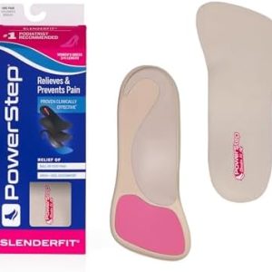 PowerStep SlenderFit Insoles - 3/4 Length, Neutral Arch Support for Women's Shoes, Low Profile Design for Comfort, Odor