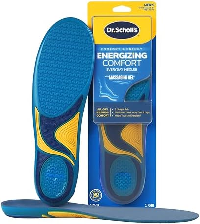 Dr. Scholl’s Energizing Comfort Men’s Everyday Insoles - Shock Absorbing, Arch Support - Massaging Gel for All-Day Comfo