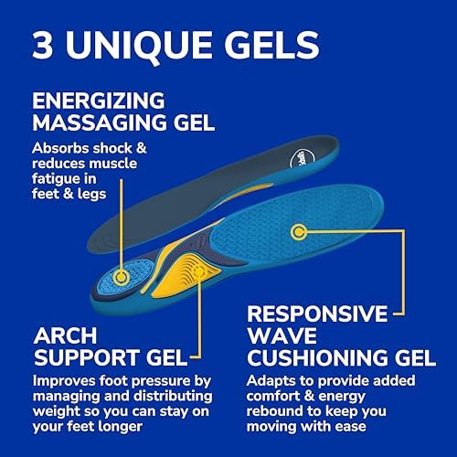 Dr. Scholl’s Energizing Comfort Men’s Everyday Insoles - Shock Absorbing, Arch Support - Massaging Gel for All-Day Comfo
