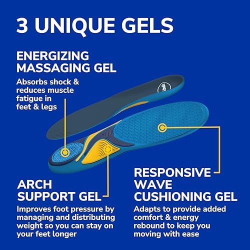Dr. Scholl’s Energizing Comfort Men’s Everyday Insoles - Shock Absorbing, Arch Support - Massaging Gel for All-Day Comfo